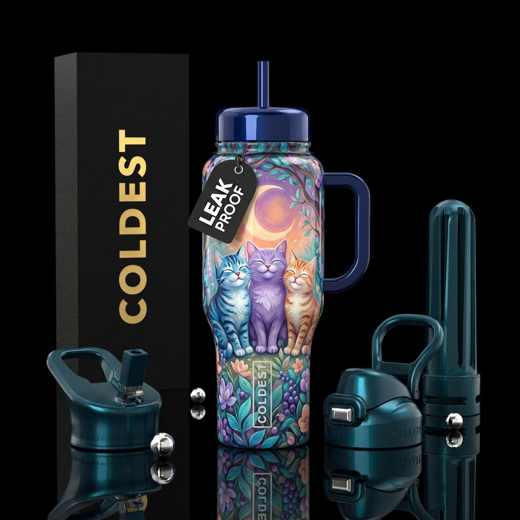 Petals and Purrs water bottle design