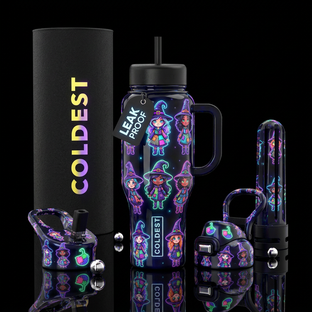Glowie Witches water bottle design