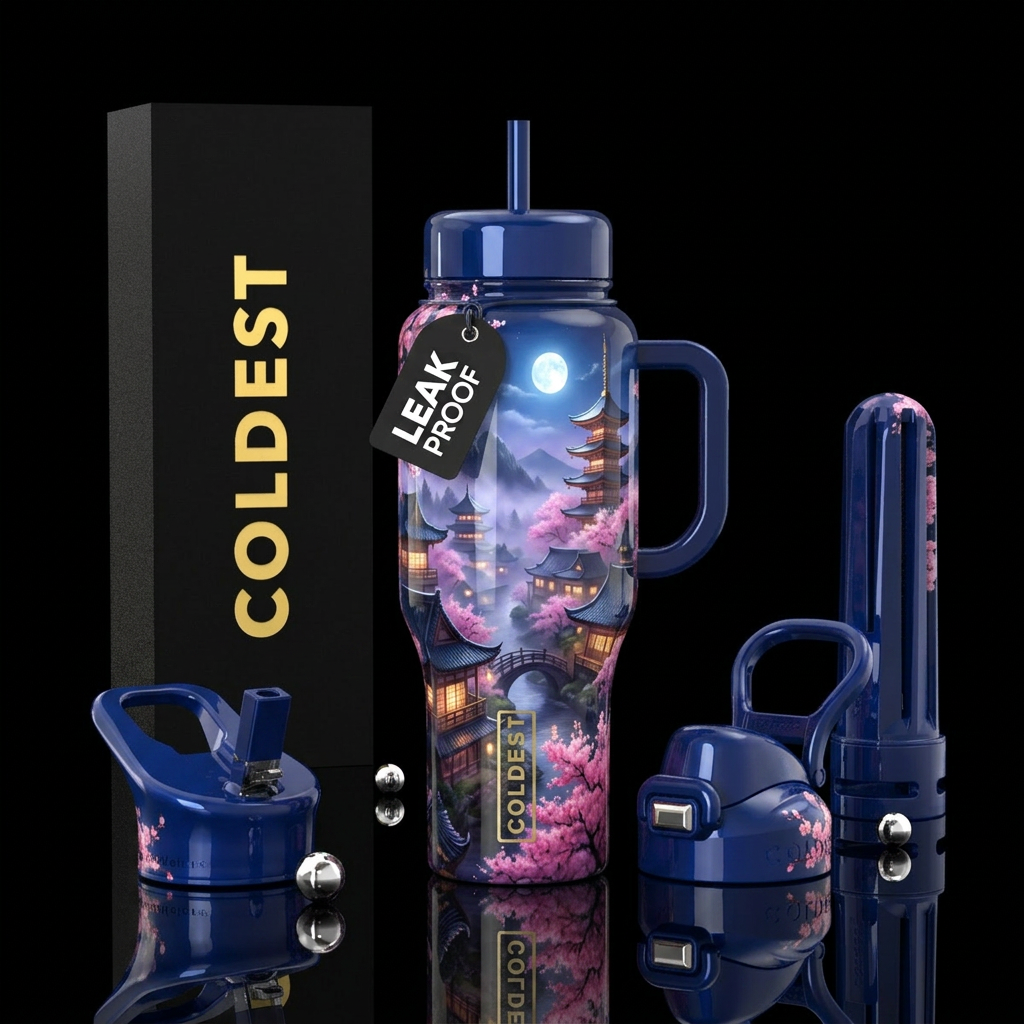Blue Sakura water bottle design