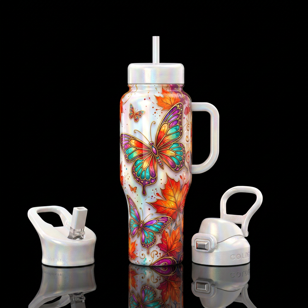 Opal Autumn Flutter water bottle design