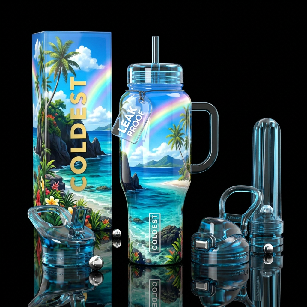 Island Mirage water bottle design