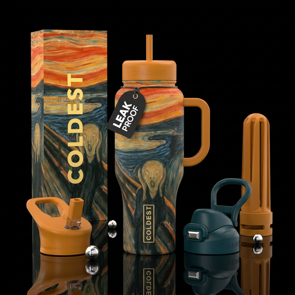 The scream munch water bottle design