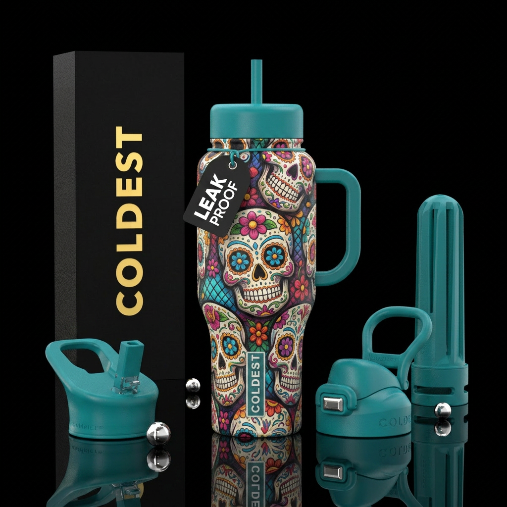 Candy skulls water bottle design