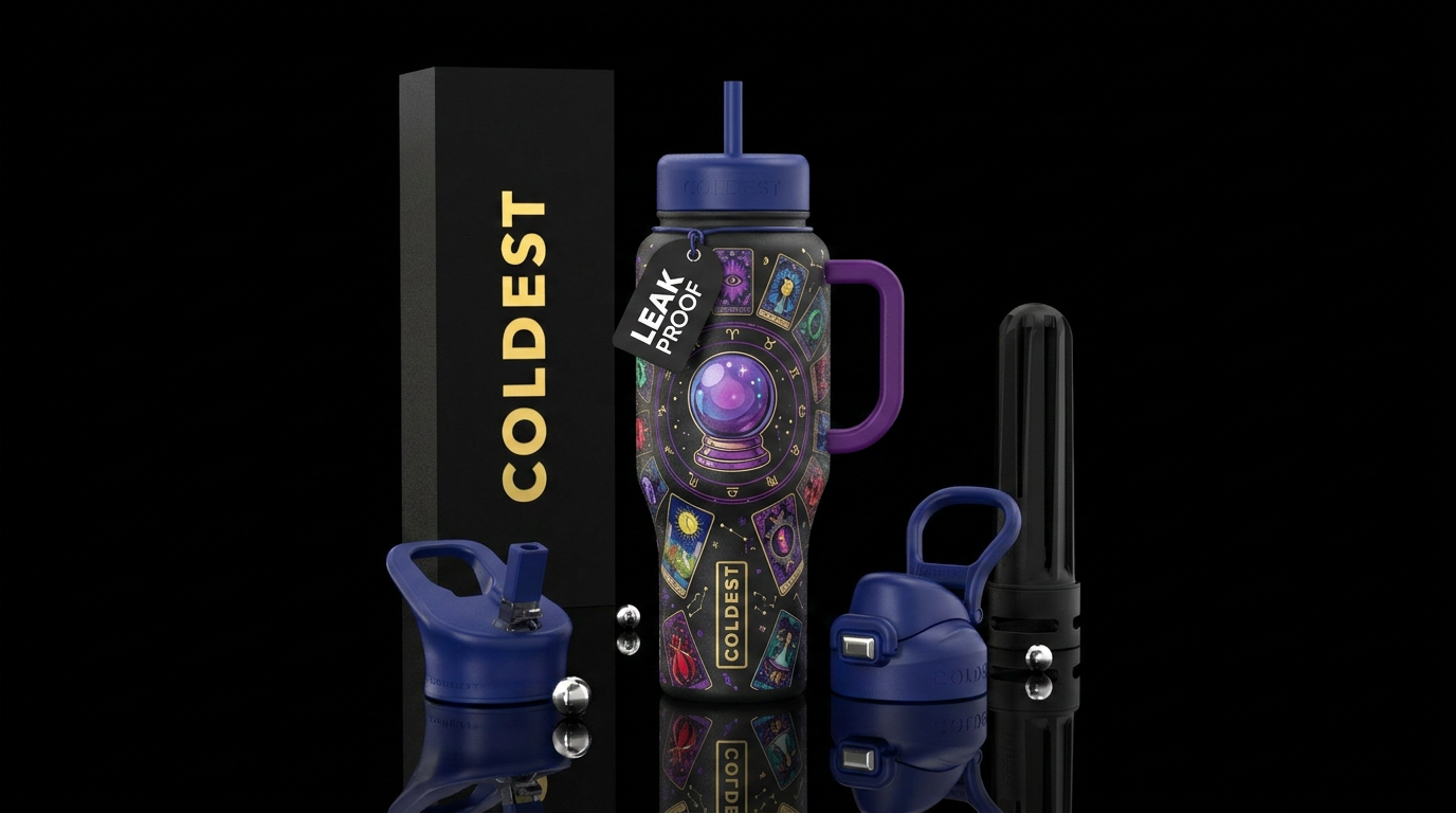 Crystal ball, tarot, witchy, dark mood water bottle design