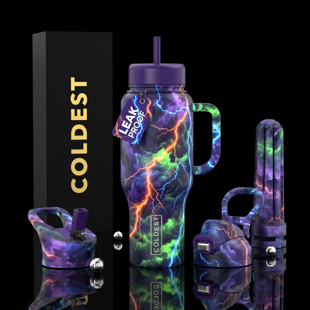 Take Electric blue, florescent green, florescent o... water bottle design