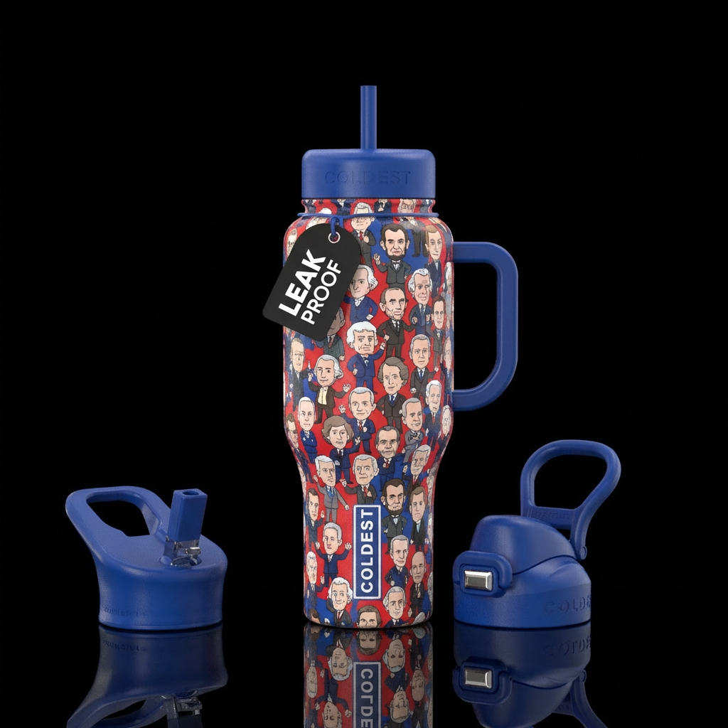Colors red white and blue design of all of our pre... water bottle design