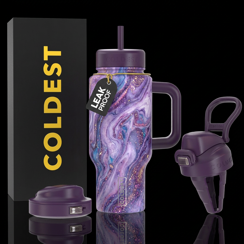 Purple marble water bottle design