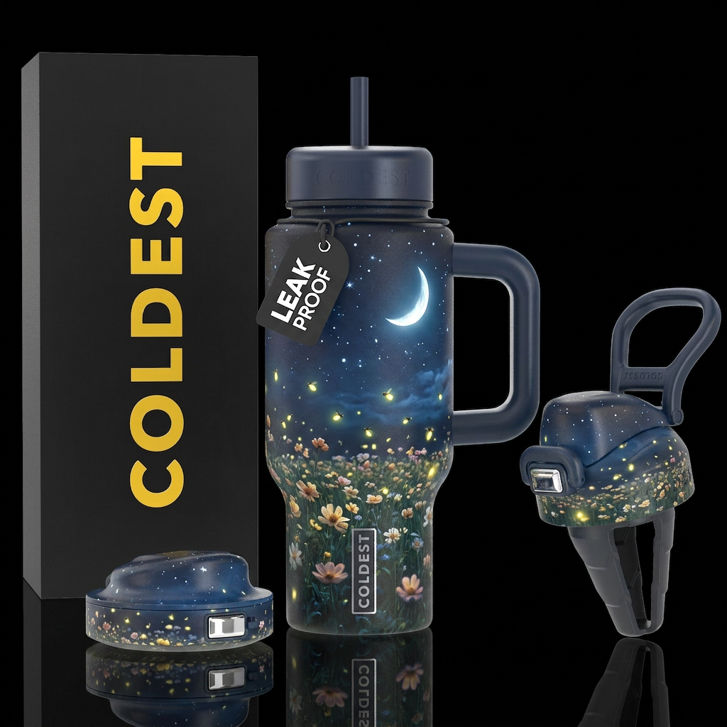 Dancing fireflies water bottle design