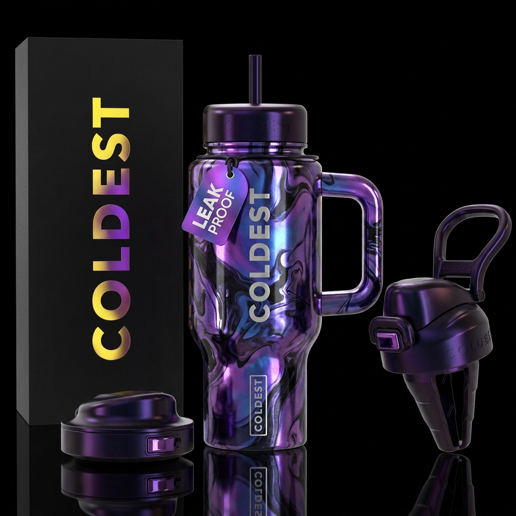 Metallic marble water bottle design