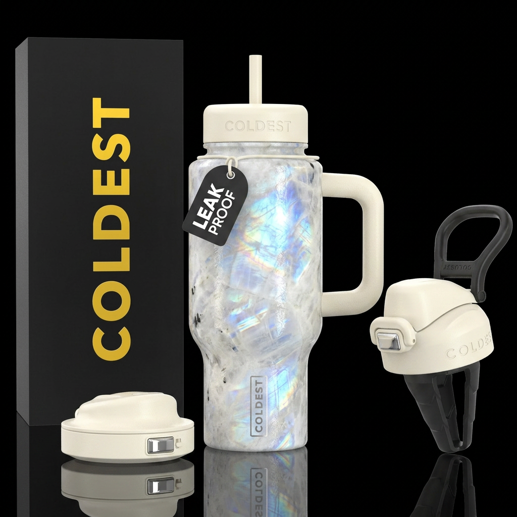 White moonstone with flash water bottle design
