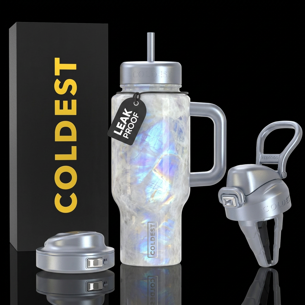 White moonstone water bottle design