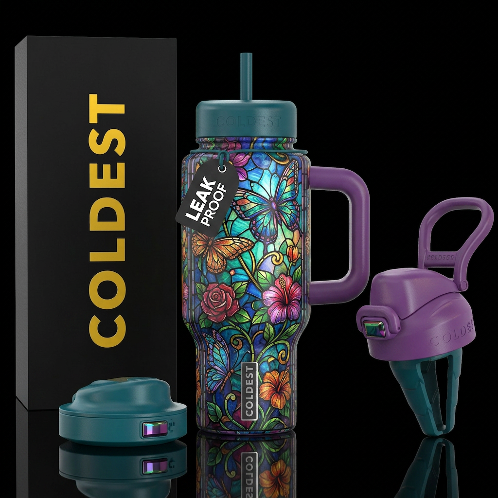 Stained glass water bottle design