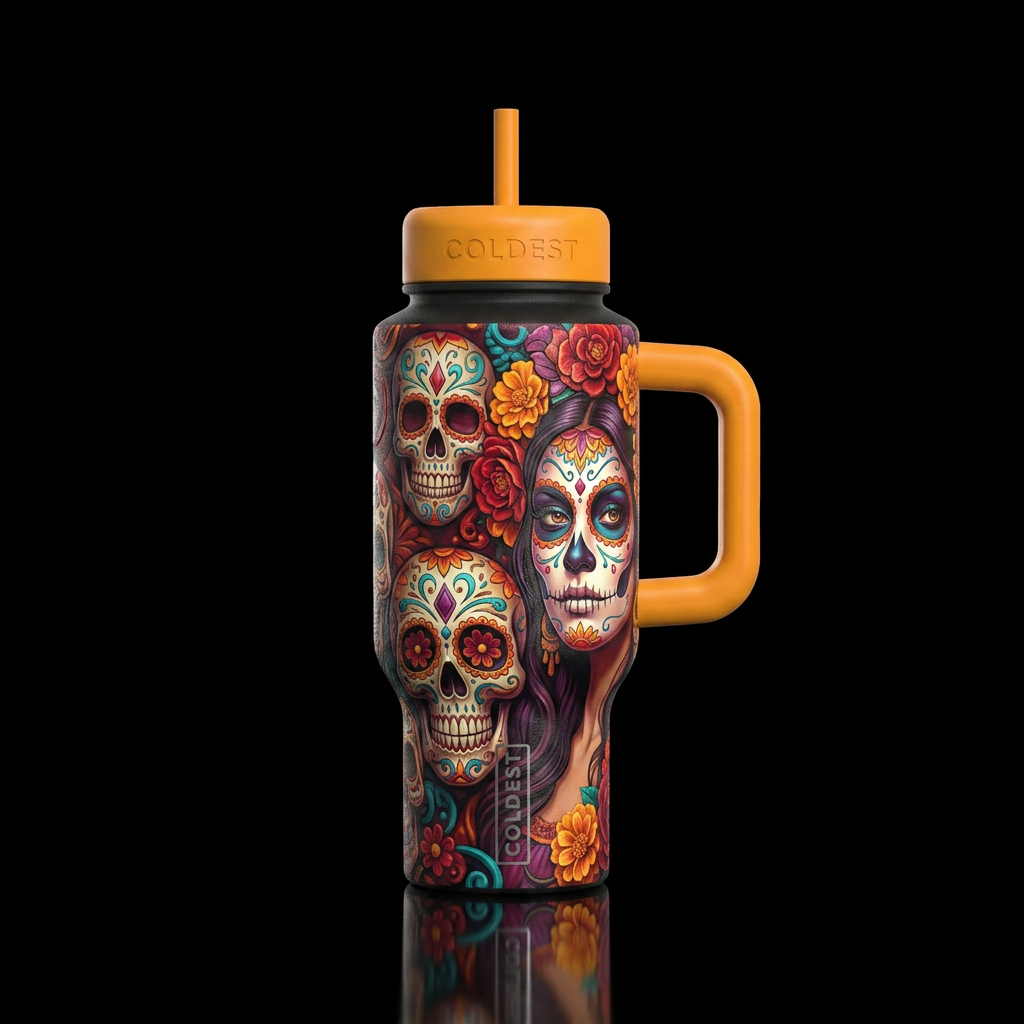 Day of the dead water bottle design
