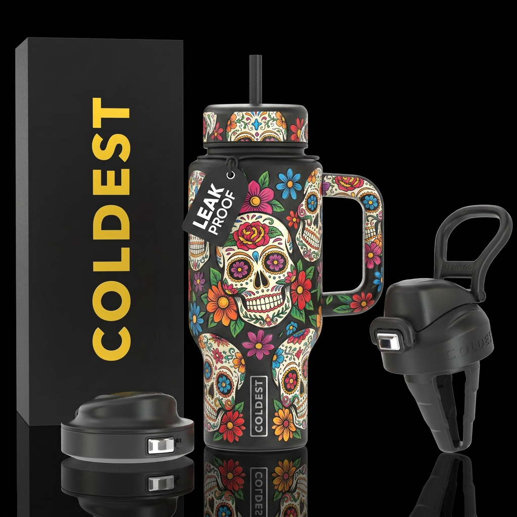 Sugar skull water bottle design