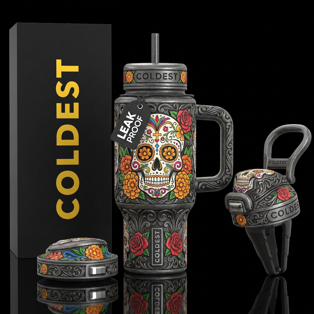 Sugar skull water bottle design