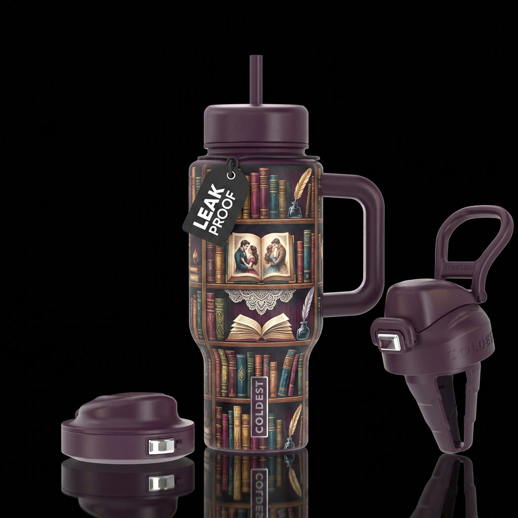 Smut book lovers corner water bottle design