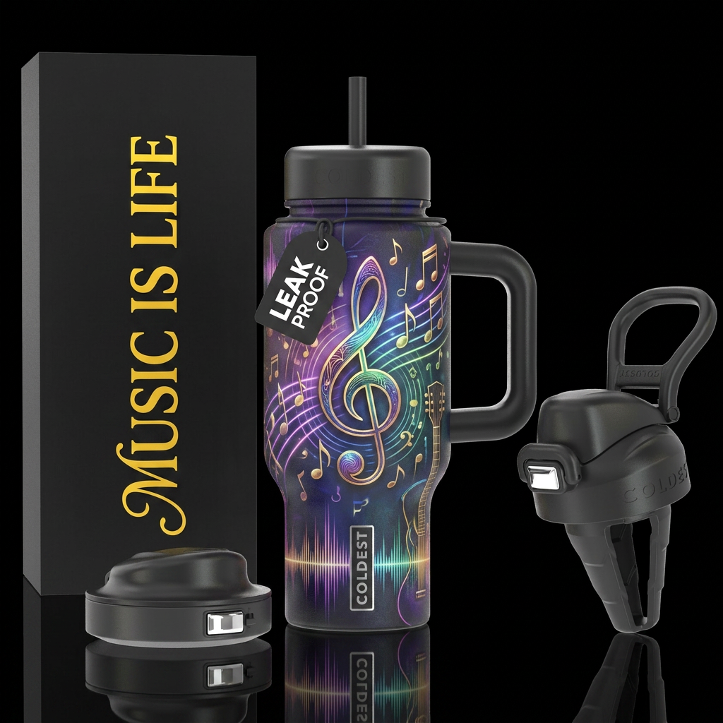 Music is life water bottle design