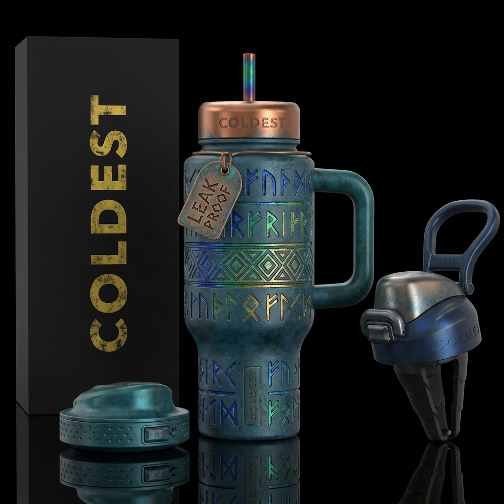 Ancient runes water bottle design