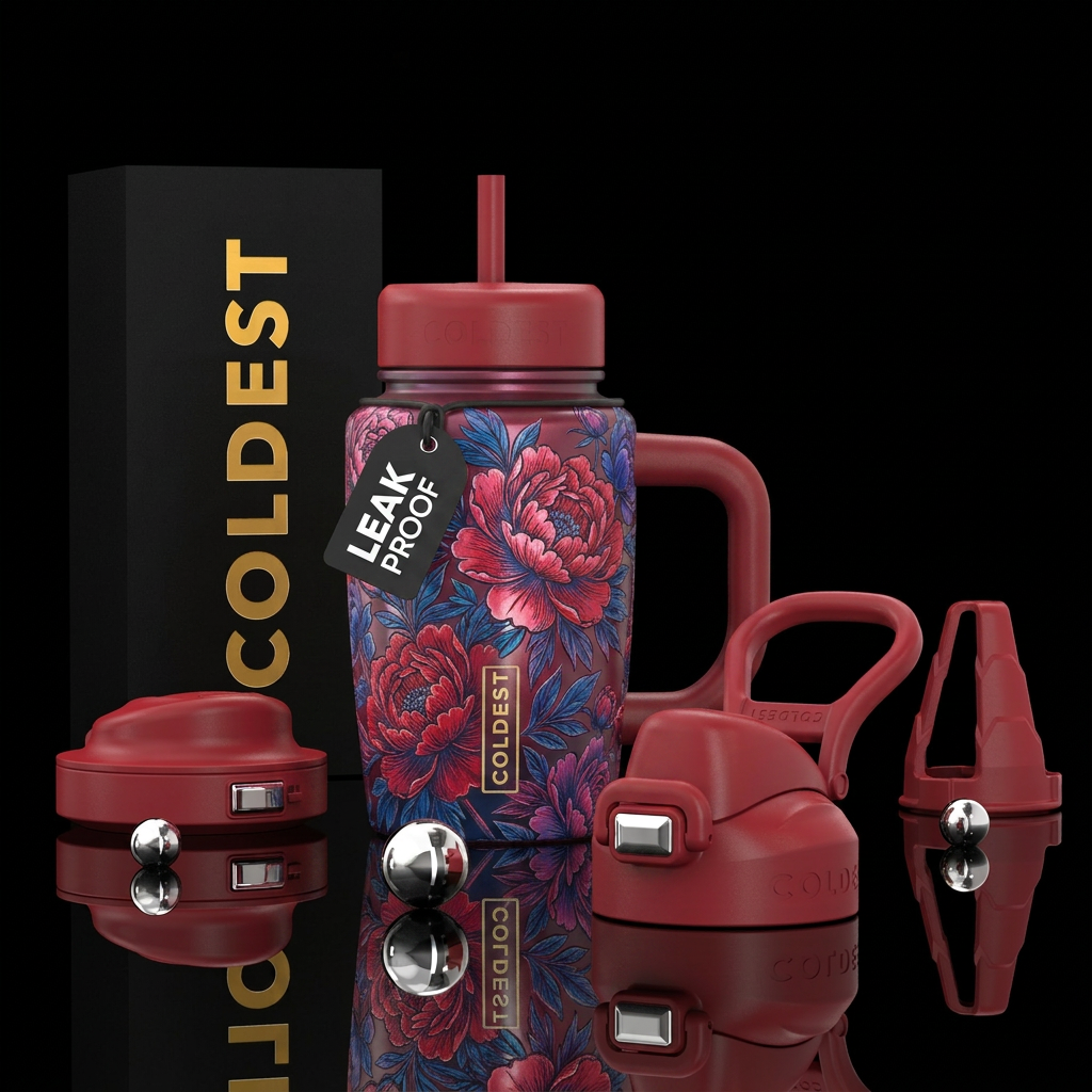 Peonies water bottle design