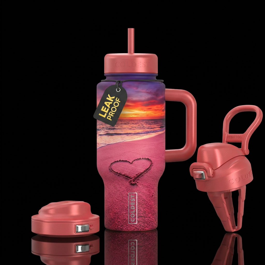 Pink sands water bottle design