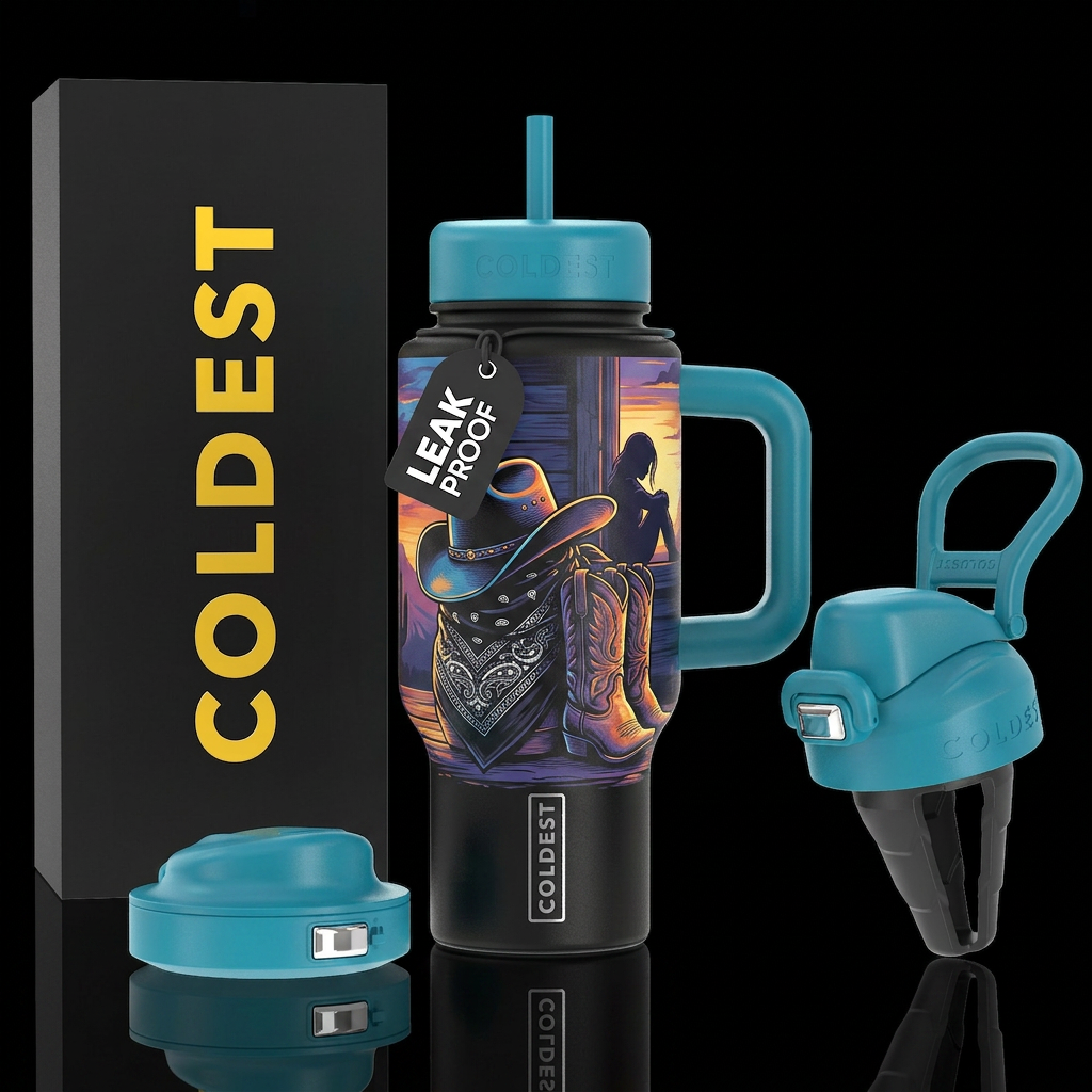 Cowgirl nights water bottle design