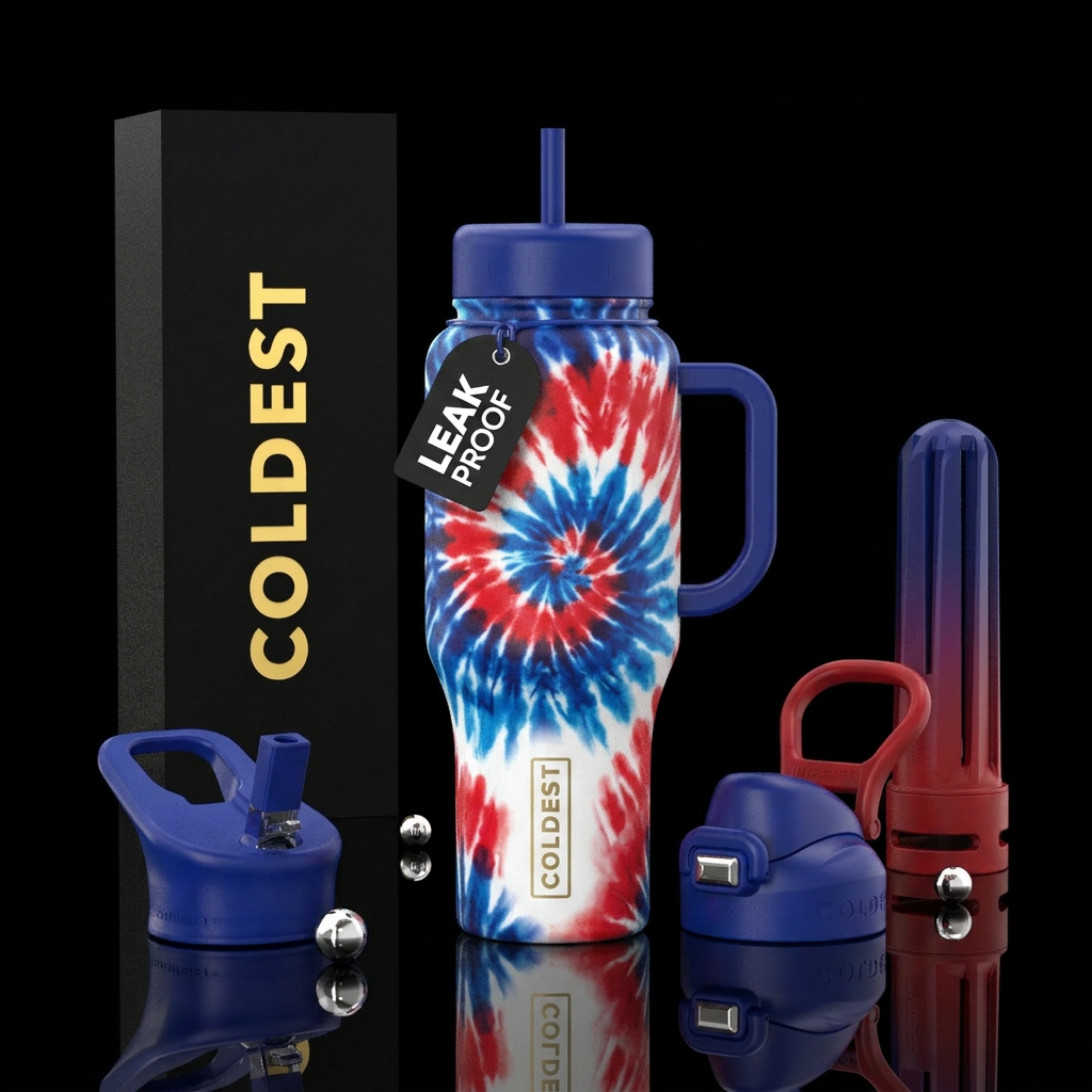 Red white and blue the dye water bottle design