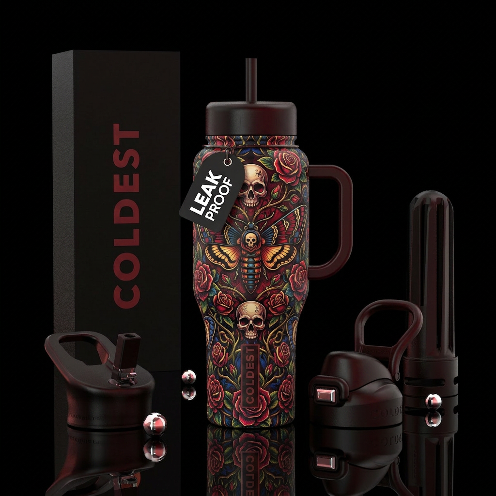 Death moth water bottle design