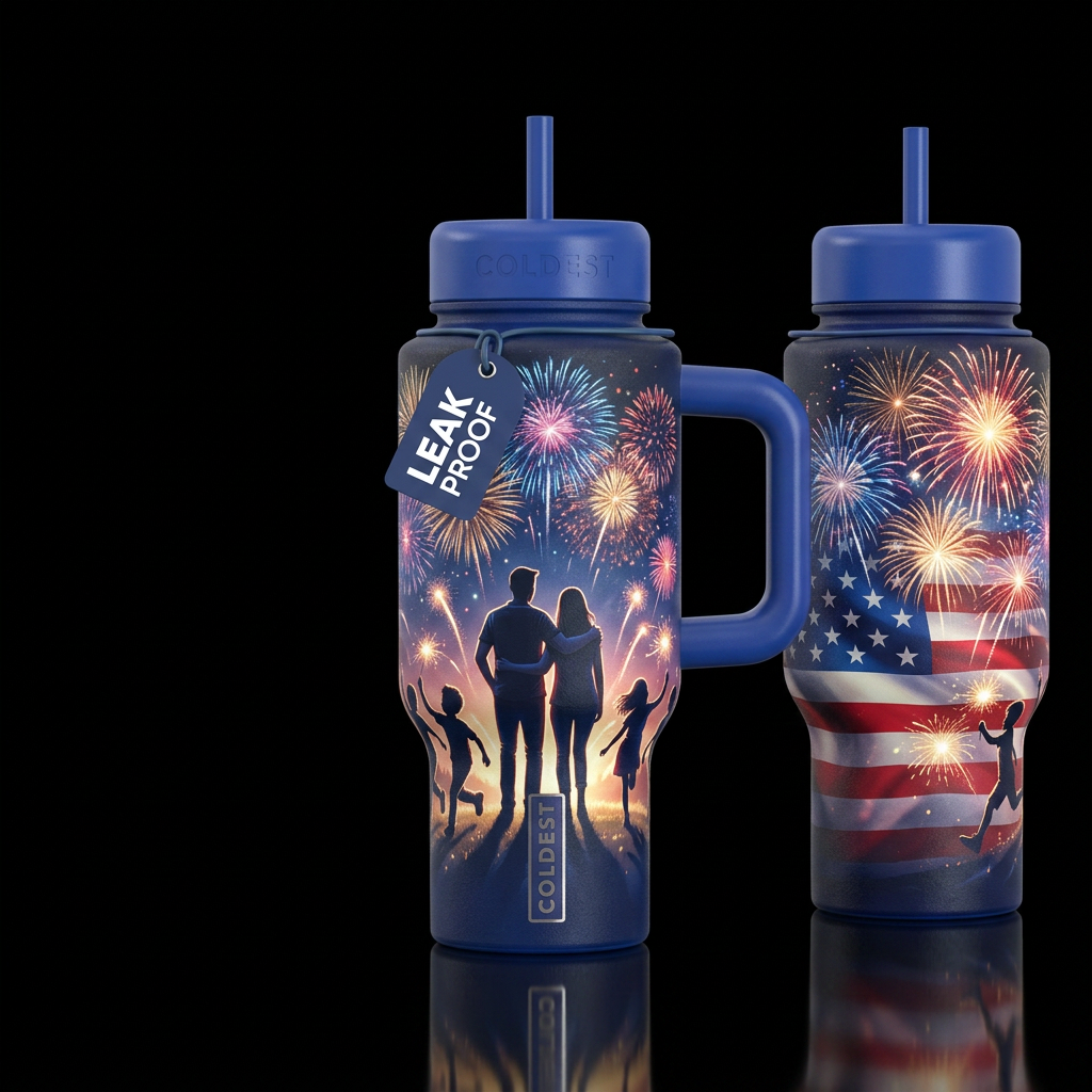 Happy birthday America water bottle design