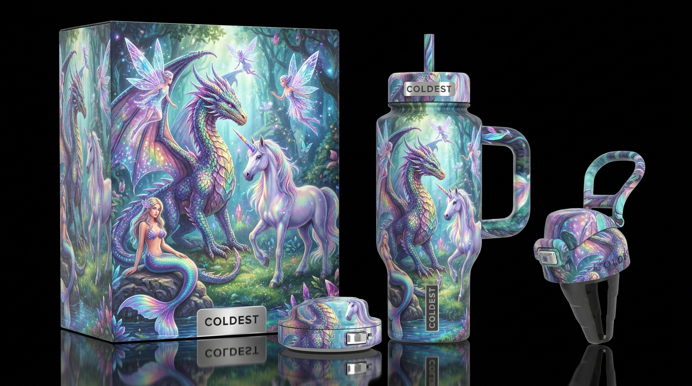 Fantasy land water bottle design
