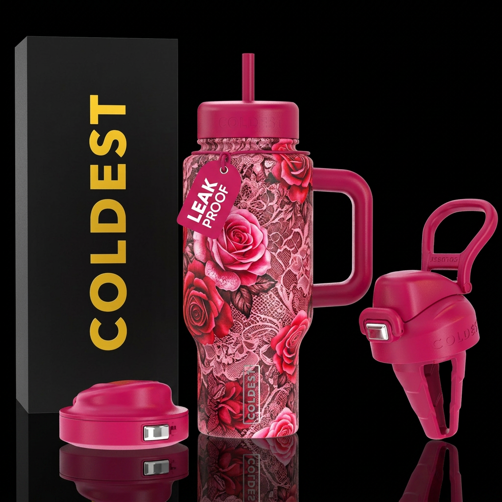 Roses and lace water bottle design