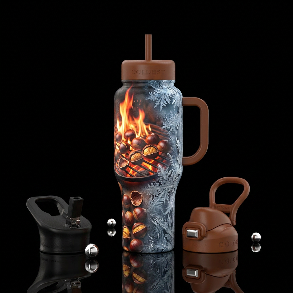 Chestnuts roasting on an open fire, Jack Frost nip... water bottle design