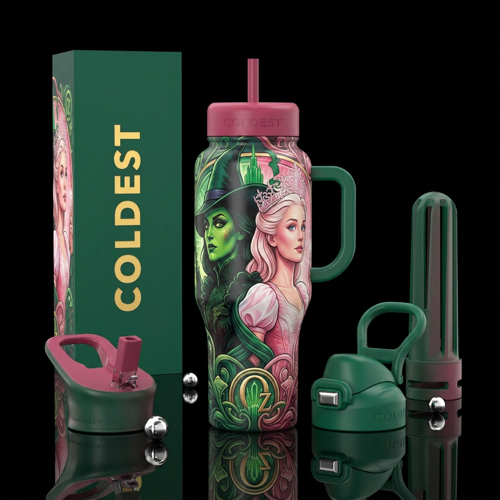 Wicked elphaba and galinda water bottle design