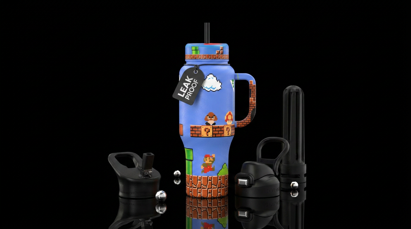 Super mario brothers water bottle design