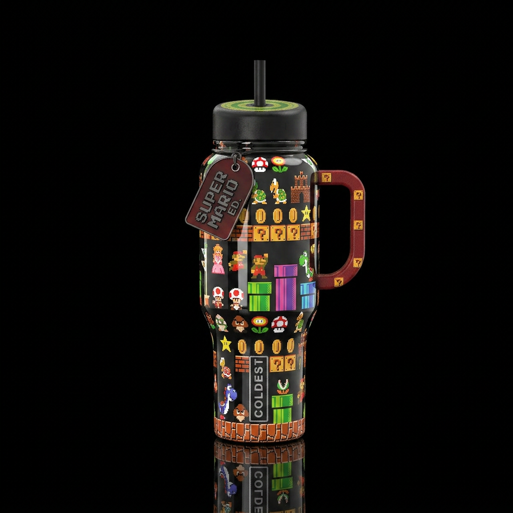 Super mario brothers water bottle design