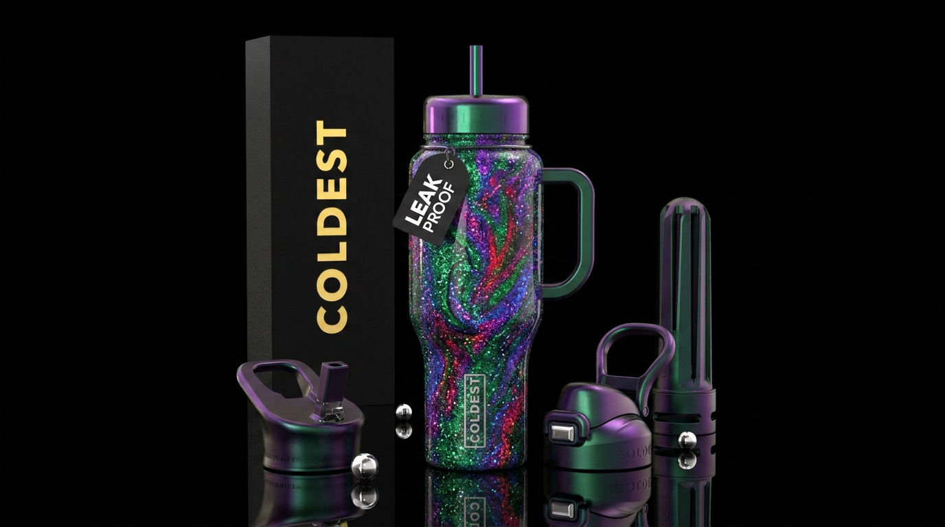 Glitter wicked water bottle design