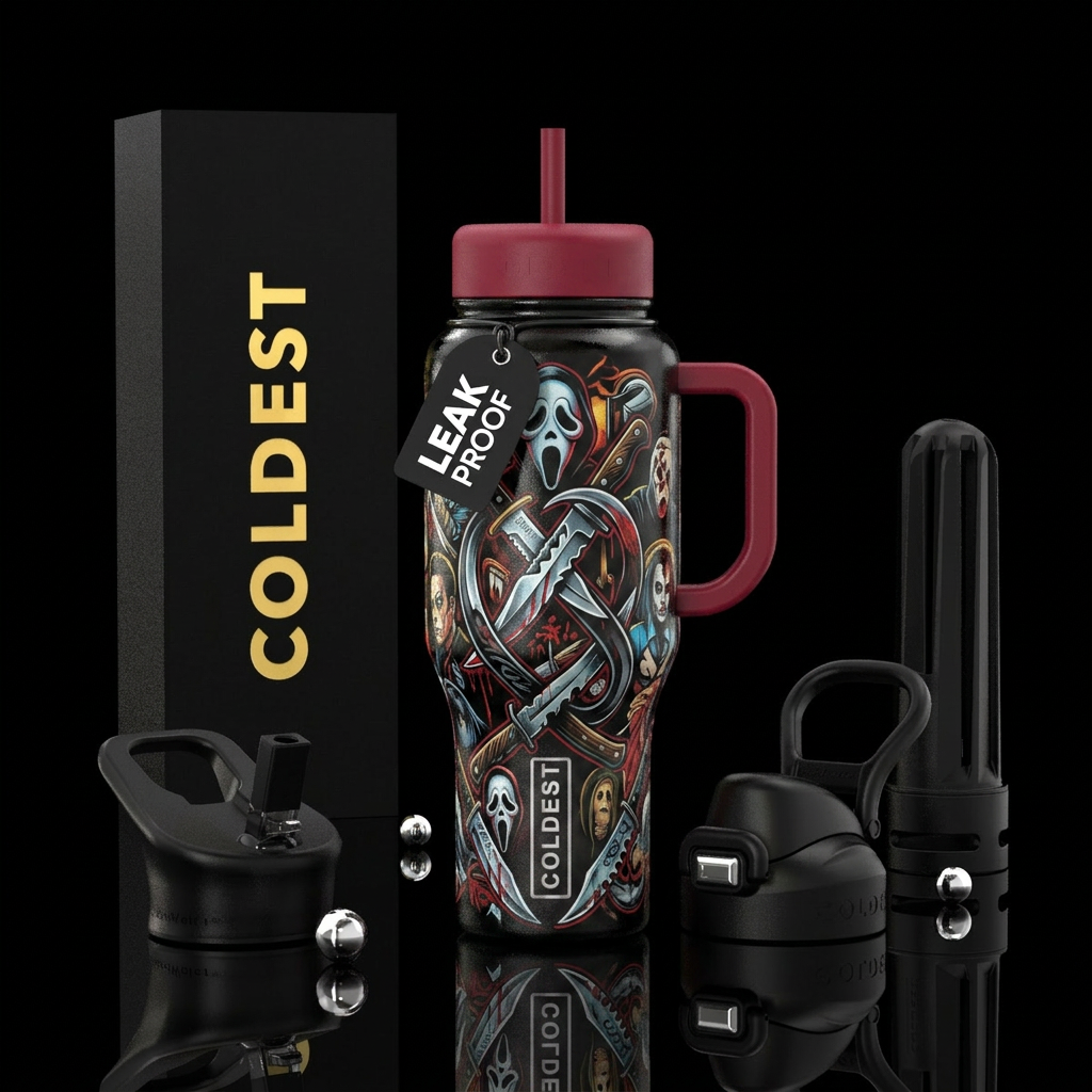 Ice nine kills black airbrush twisting the knife water bottle design