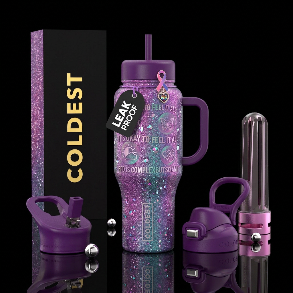 BPD girly mental health awareness lots of attitude... water bottle design