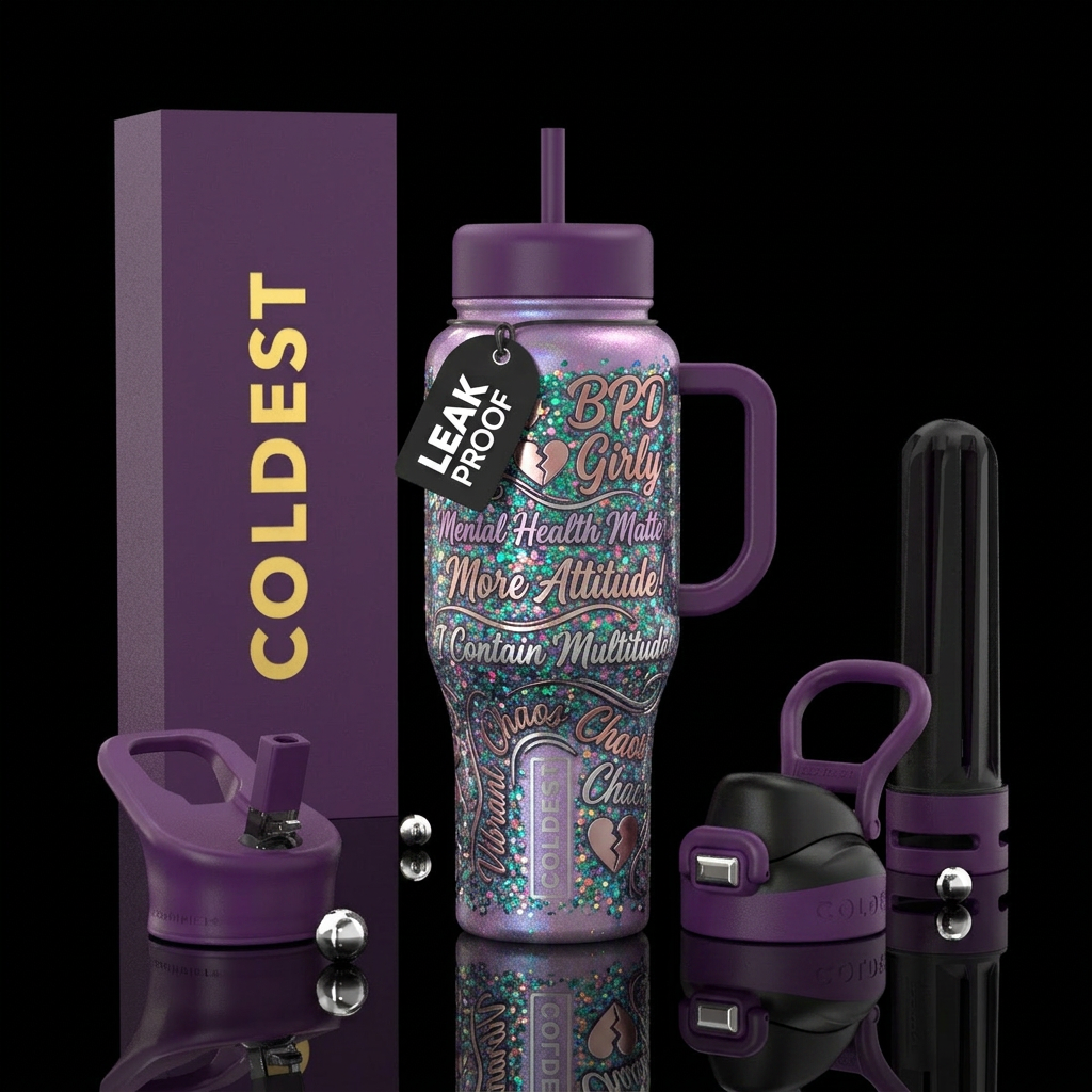 BPD girly mental health awareness lots of attitude... water bottle design
