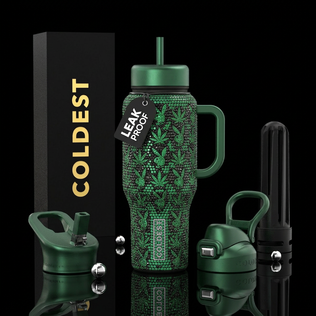 Playboy bunny Mary Jane weed gemstones water bottle design