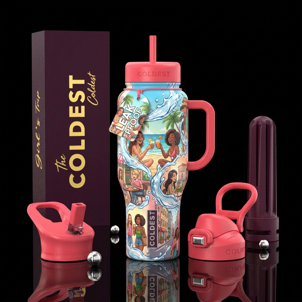 Water all over the cup with girls having a girl's ... water bottle design
