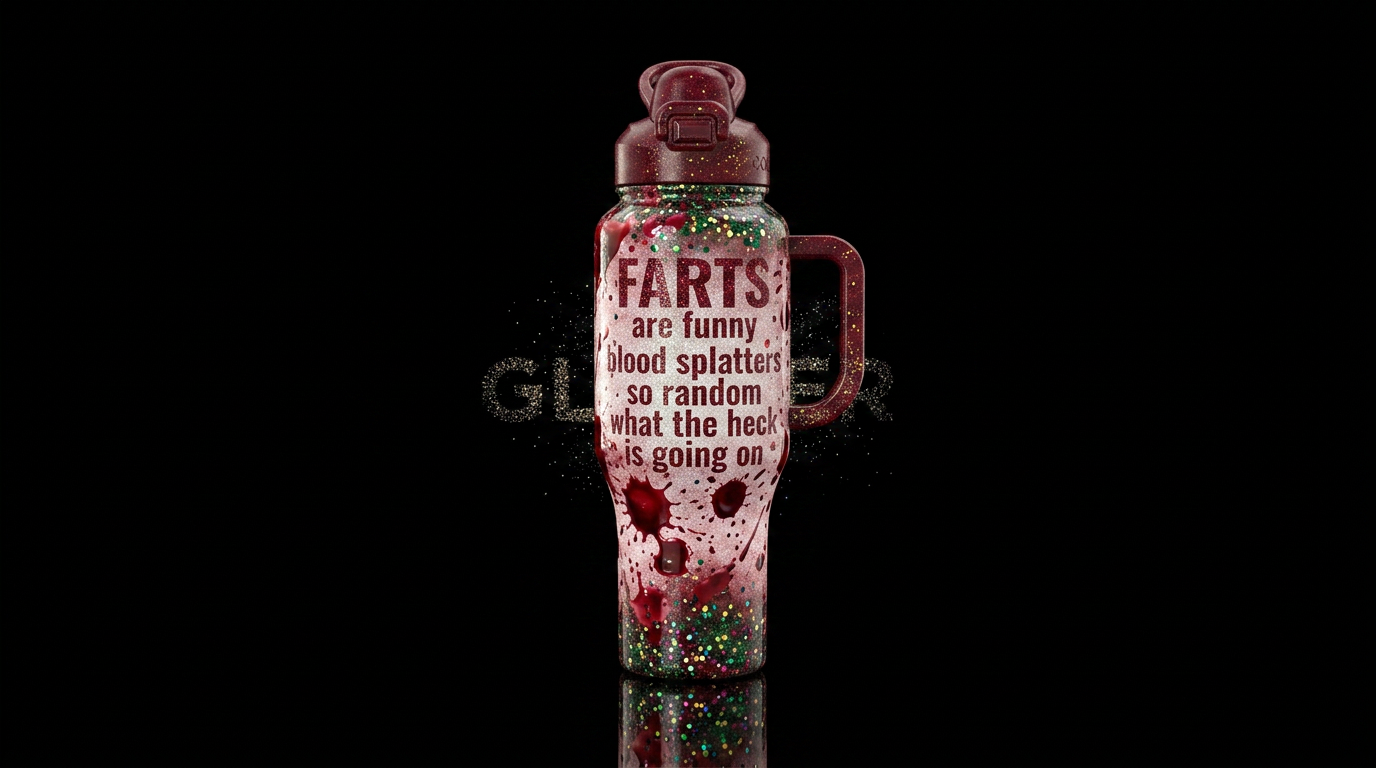 Farts are funny blood splatters so random what the... water bottle design