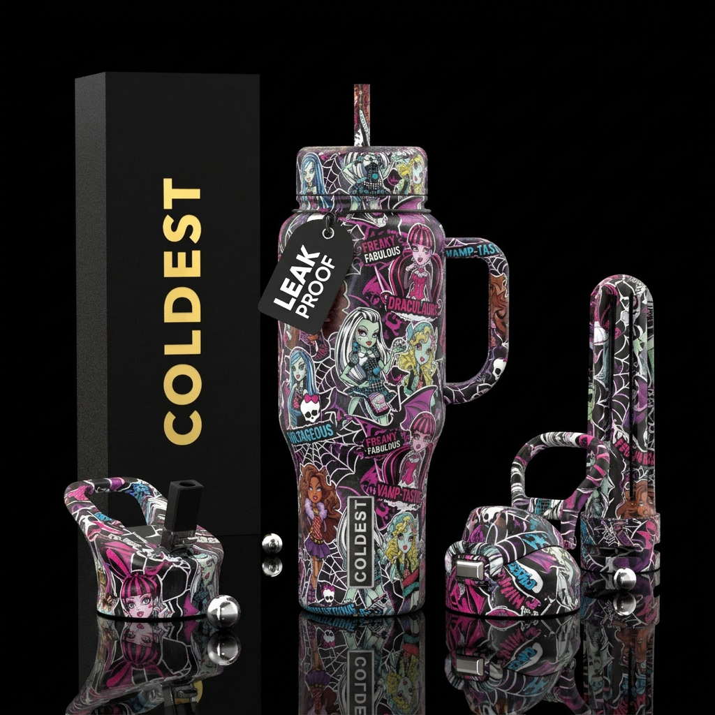 Monster high all the girls and descriptions water bottle design