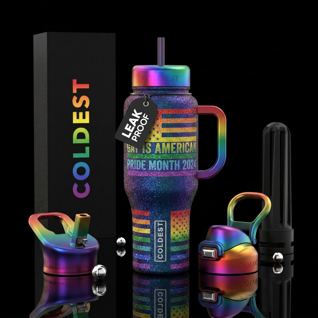 Pride month patriotic glitter gay is american water bottle design