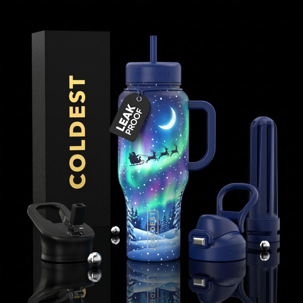 Santa silhouette water bottle design