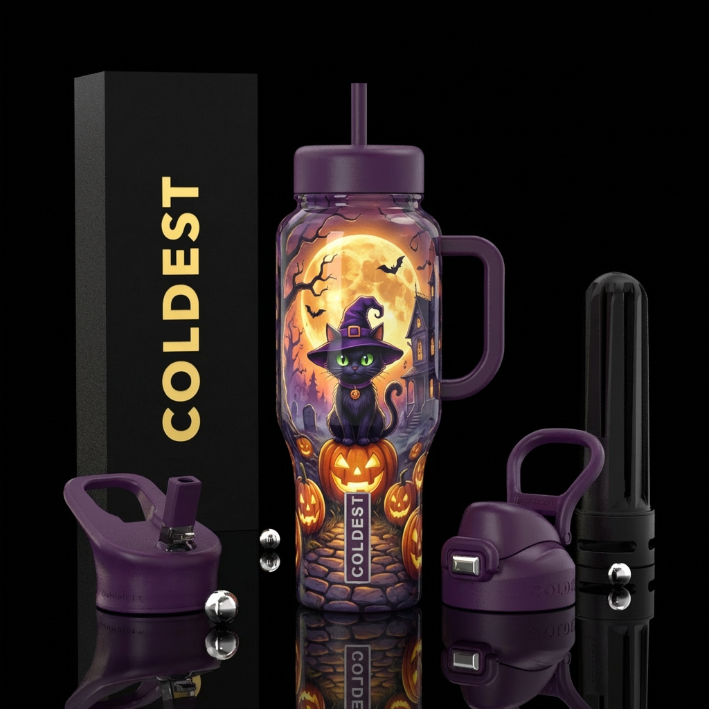 Purrfectly Wicked water bottle design