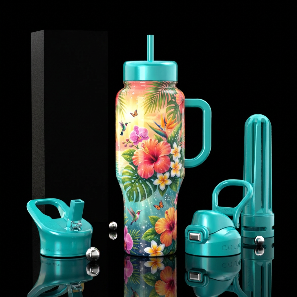 Paradise Bloom water bottle design