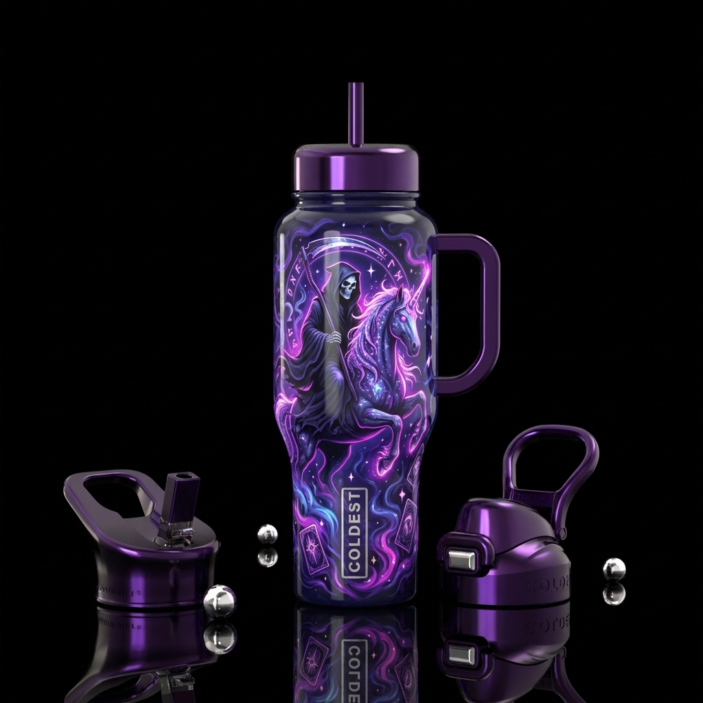 Grim Arcana water bottle design