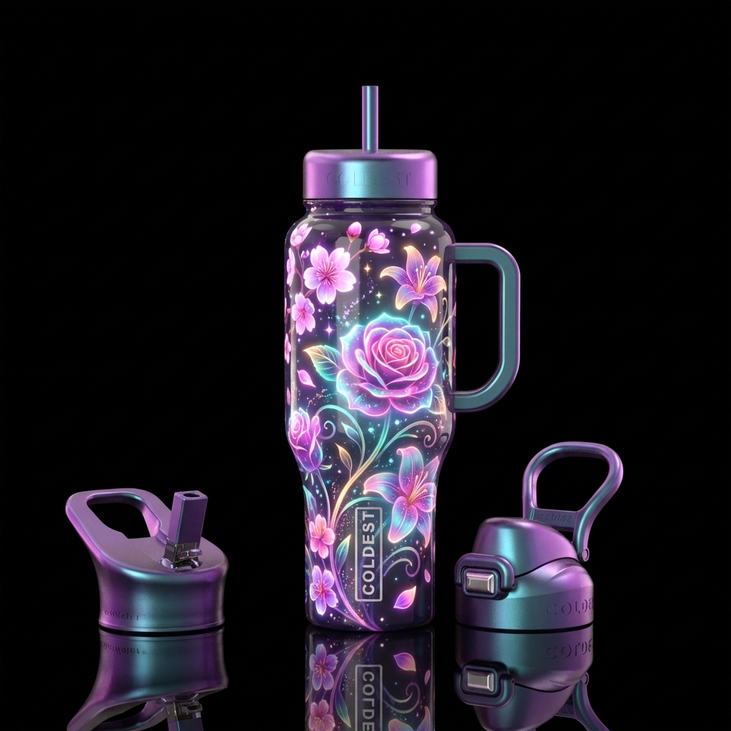 Luminous Petals water bottle design