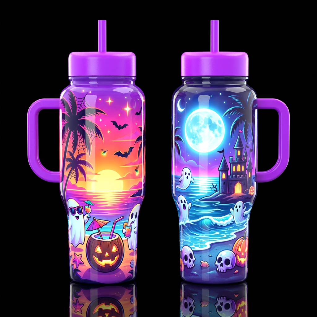 Spooky summer water bottle design