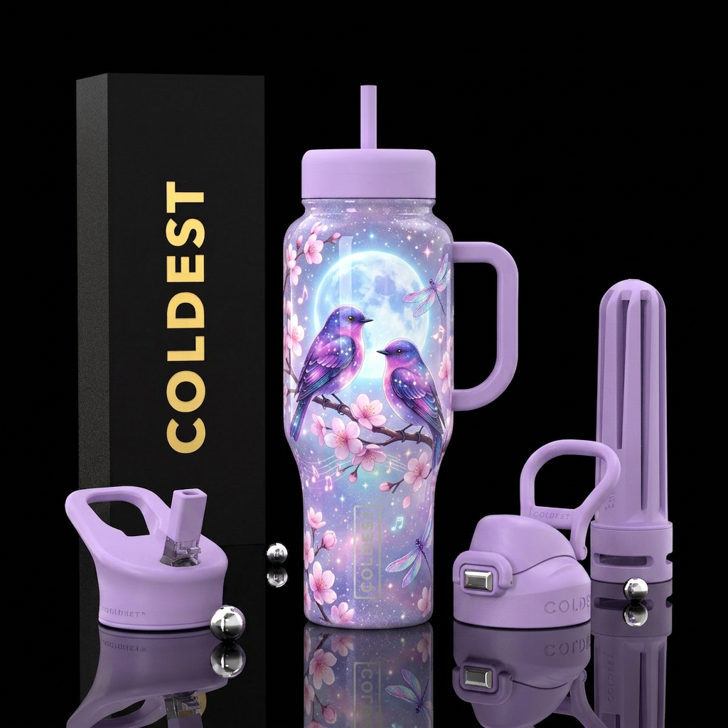 Moonlit Blossom Songbirds water bottle design